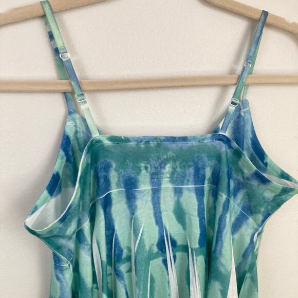 Mudd Juniors M Blue Green Tie Dye Y2K Babydoll Cami Tank Top Fairy Boho Hippie - Picture 8 of 9